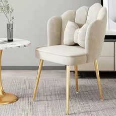 【格森】輕奢網紅化妝椅 家用懶人臥室儲物收納靠背椅 梳妝凳美甲收納儲物凳, 金白花瓣椅, 1個