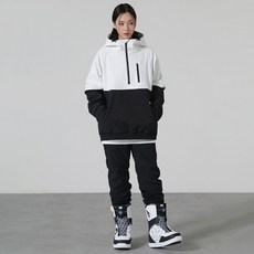FREELY SNOW 보드복 상하세트 방수 플리스 아노락 자켓 조거팬츠 남여공용 스판덱스 보드복세트 화이트 블랙