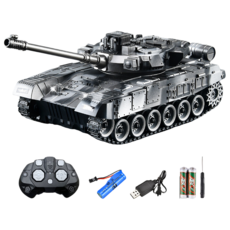 SUUNI RC 탱크 가동포 모방하다 대전 타이거 전차 무한궤도 어린이 장난감, 1개, T90-은색