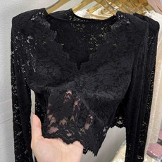 레이스 이너티 여름 티셔츠 시스루 레이어드 망사 여성