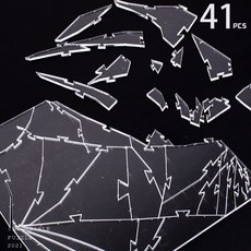 IMPOSSIBLE PUZZLE 碎玻璃亞克力創意拼圖 41片透明高難度挑戰 獨特治癒系禮物, 41片玻璃碎片