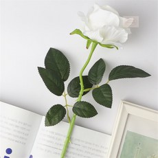 애나허니 인테리어 꽃 벨벳 장미조화 화이트 장식용꽃 시들지않는꽃 가짜꽃
