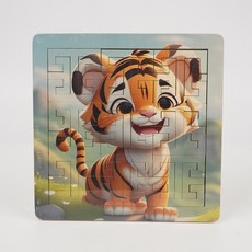 兒童木質益智拼圖 可愛老虎造型, 1個, 老虎拼圖  1盒