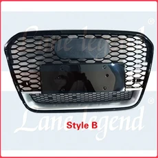 센터 패널 스타일링 어퍼 RS6 프론트 스포츠 헥스 메쉬 허니컴 후드 그릴 블랙 Audi A6 2013-2015 자동차, 01 Style B