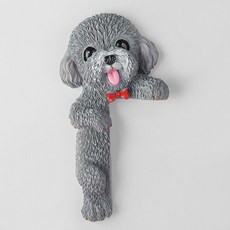 可愛狗法鬥開關裝飾墻貼保護套現代簡約樹脂動物3d立體插座貼創意kun, 白鬍子左立泰迪