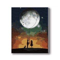 MANTO 台灣製造 DIY數字油畫 日本花海歐洲風景 初學者專用, 花好月圓, 1套