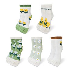 홈샘 여성 다양한 디자인 면 발가락 양말 5켤레