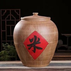 熱銷 陶瓷米缸 景德鎮陶瓷米缸 傢用帶蓋密封防潮老式儲米箱 米桶 10斤20斤50斤廚房收納桶 居家收納, 米字西瓜型50斤裝, 1個