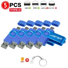 5개묶음 TYPE-C USB 2 in 1 펜 드라이브 128GB 메모리 스틱 64GB 도매 플래시 휴대폰컴퓨터용, 01 128MB(Not GB), 01 중국, 02 파란색