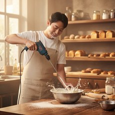 업소용 전동드릴 반죽기 스테인리스 밀가루 믹서기 제빵 제면 거품기, 1개, 전동드릴용