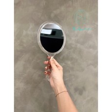 精緻風 透明手柄雙面手拿鏡 / 電鍍波浪手拿鏡, 1個, 透明雙面手拿鏡
