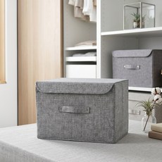일체덮개 리빙박스 이불 의류 소품 보관함, 1개, 패브릭그레이