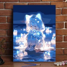 DIY手工兒童鑽石貼畫貼鑽畫鑽石畫發光天使5d鉆石畫可愛治愈系手工十字繡臥室簡約框自粘點鉆鉆石繡, 1個, 發光小天使七,畫布尺寸30*40cm送工具+白框