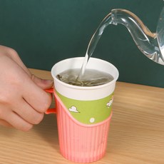 일회용종이컵 홀더 종이컵손잡이 핑크 컵손잡이홀더, 1세트