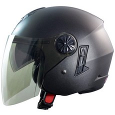 GP-5 233 雙層鏡片 3/4罩 半罩安全帽 - 素色全可拆內襯, 1個, 消光鐵灰