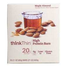 Think Thin 高蛋白棒 楓糖杏仁 60g 無麩質 無糖 20g 蛋白質, 1個