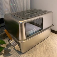 全不銹鋼猫砂盆 防外濺屎盆子 大容量 打掃方便無異味, 1個, 【緬因、多猫】全不銹鋼70*50*40