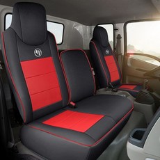 화물차 시트커버 포터2 경트럭 카시트 생활 보호 커버 검정색과 빨간색 가장자리 내마모성 가죽, 1개