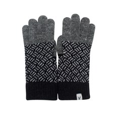 體溫魔術師丨台灣製 女士方格紋皮標混色單層手套 輕盈保暖 親膚柔軟 時尚格紋 冬季通勤百搭, 灰, 1個