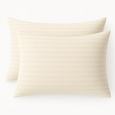 COTTON STICH 유아용 베개 커버 2개 세트 미니 베개 커버 600수 면 아동용 부드럽고 가벼운 베개 커버 (와인 유아 30.5x40.6cm(12x16인치) 지퍼, Toddler 12x16 Envelope, 아이보리 스트립