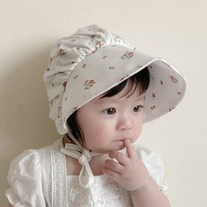 블랙체리 유아용 플라워 벙거지 썬햇