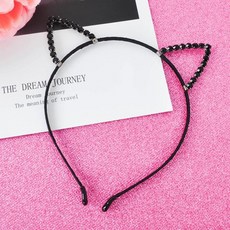 큐빅고양이머리띠(블랙)파티 머리띠 헤어 밴드, 1개, 기본