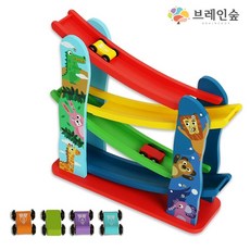 (브레인숲) 숲속친구 레이싱 경주 혜명생필품마트 원목교구 장난감선물 유치원장난감 자동차미끄럼틀 유치원교구