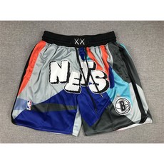 NBA 저스트 돈 네츠 그레이 24시즌 시티 에디션 지퍼 포켓 볼 팬츠 반바지