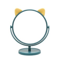 伊代企業社 貓耳桌上化妝鏡 公主圓鏡, 貓耳朵鏡子-北歐藍色