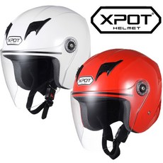 [리퍼비시] XPOT 엑스팟 오픈페이스 오토바이 바이크 헬멧 3W, 추가안함, 레드
