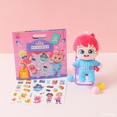 핑크퐁 베베핀 인형키링&스티커, 1개, 베베핀 인형&미니 가방 스티커