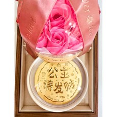 金大囍銀樓 AU999 黃金 52mg 愛心 Love 玫瑰禮盒組 情人節送禮 生日禮物, 1個, 公主請發財,紅色四方形禮盒