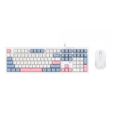 지클릭커 오피스프로 OPS70 사일런스 M RGB 무소음 방수 키보드 마우스 세트 108 Sky Pink CR1, Greenwich CR1