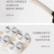 榮事達 陶瓷四孔早餐鍋 煎蛋神器, 1個, 健康0氟塗層 粘鍋包賠 , 0氟鍋 燃氣竈專用款