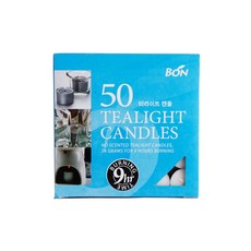 티라이트 9시간 연소 50개입 BON Tealight Candle 9 Hour Burning 50ea, 무향, 1.2kg, 1개