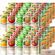 마셔몰 주스세트 자연은망고 알로에 토마토 오렌지 사과 배 6가지맛 각4캔씩, 48개, 180ml