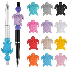 Framendino 12팩 거북이 실리콘 초점 비즈 귀여운 바다 루즈 스페이서 동물 펜 팔찌 키체인 주얼리 제작용 164434, 12 Pack