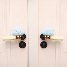 유니온 귀여운 구름모양 문손잡이 커버, 왼쪽+오른쪽, 블루