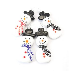 KISSITTY 10피스 크리스마스 핸드메이드 램프워크 유리 큰 펜던트 큰 구멍 눈사람 펜던트 참 주얼리 제작용 귀걸이 팔찌 목걸이 제작용 구멍 5mm