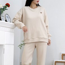 SOON2DLE 女款心形刺繡寬版上下身套組