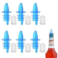 병 푸어러 6개와 고무 푸어러 더스트 캡 커버 6개 시럽 푸어러 플라스틱 주류 병 푸어러 고무 푸어러 더스트 캡 커버 병 푸어러 (레드), 블루