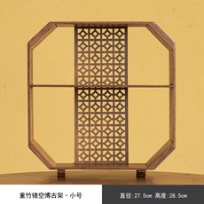 竹製鏤空博古架 茶具收納展示架 茶閣多寶格, 重竹鏤空置物架-正方兩格, 1個