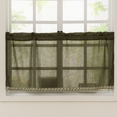美式農舍小清新墨綠色廚房短簾半簾, 墨綠,(132cm*61cm)-52W×20
