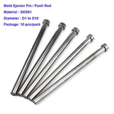 10PCS 플라스틱 금형 SKD61 이젝터 핀 부품 직선 퍼터 D1 ~ D10 MM, 23) 10 pcs  D5x200, 01 10 pcs_23 D5x200