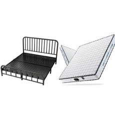 철제 프레임 침대 자취생 평상 1000x1900 안방 검정색 배드 원룸, 1000mmx2000mm, 블랙 A+20cm 스프링 매트