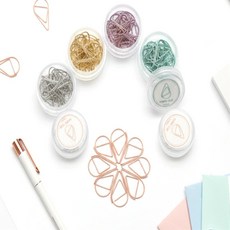 잘팔아 물방울 클립 중형 페이퍼 서류 문서 사무용 소형 프린트 민트 그린, 03) 로즈 골드 10개