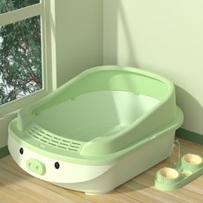 一件包邮猪猪猫砂盆猫大号封闭式猫厕所小号猫咪用品宠物批发家用, 1個, 卡通小号43*29*14（送铲子）