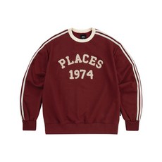 엠오오 플레이스 빈티지 트랙 자수 맨투맨 - 버건디