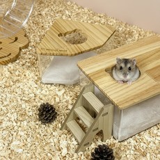 햄찌무드 원목 햄스터 화장실 목욕통, 사각형+모래삽, 1개