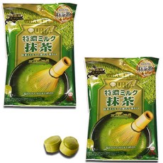 UHA 미카쿠토 토쿠노 밀크 마차 캔디 일본 녹차 사탕 탕비실 사무실 어르신 간식, 81g, 2개